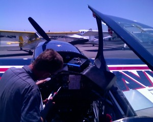 Matt working on the Extra 300\'s com radio