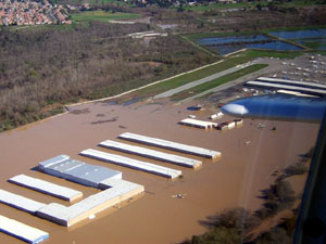 Corona Airport flood damage