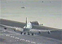 747 landing at Kai Tak Intl Airport in Hong Kong
