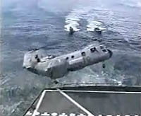 Sea Knight helicopter botches a shipboard landing