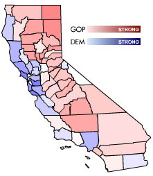 California presidental vote breakdown by county