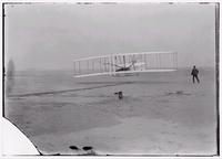 The famous photo of the Wright Brother's first flight