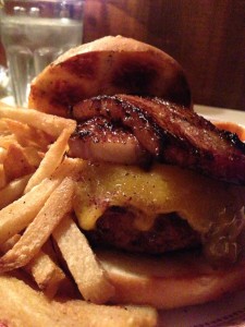 We took a break from our winery expedition to grab dinner at the famous Hitching Post.  Rich said the burgers there were epic, and he was right.  That's bacon you see on top.  Big, thick slices of bacon.