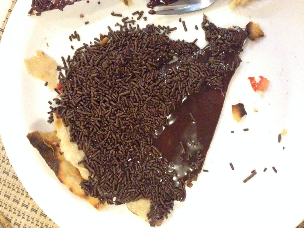 It's not really my thing, but some people love this chocolate pizza.