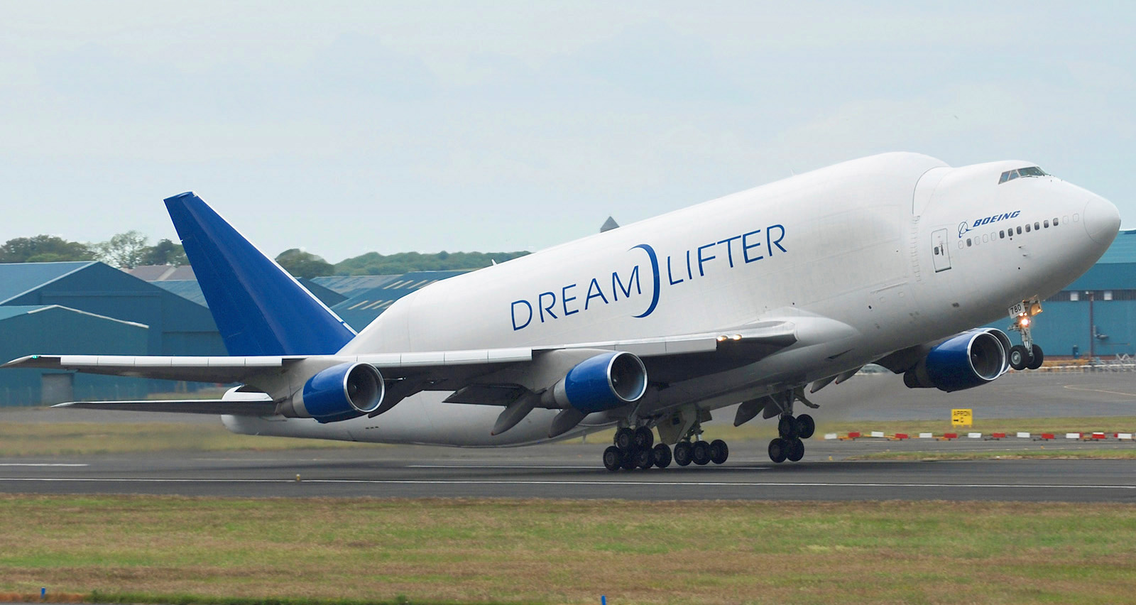 "Put an airliner inside an airliner?  Yeah, we can do that."  Boeing built four of these Dreamlifters to bring 787 fuselages to Seattle for final assembly.  As you can imagine, this thing landing at a small airplane would turn some heads.