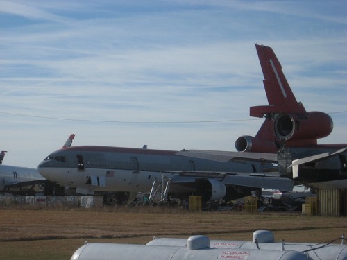 Greenwood is home to a nice but little-used airport.  GE Capital maintains this boneyeard for old airliners.