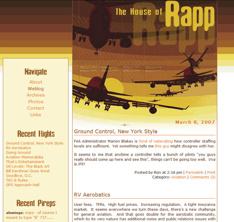 Converted to Movable Type, an (at the time) open source Perl-based CMS and added an aviation-themed skin.
