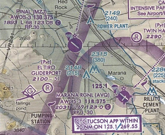 Note the similarity between Pinal and Marana in terms of location, runway orientation, and relative size.