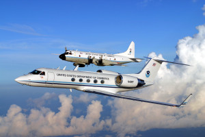 NOAA operates several special mission aircraft, including this highly modified Gulfstream IV-SP, which flies hurricane and winter storm missions.