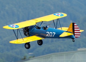The classic Stearman biplane:  wood structure covered in fabric skin.