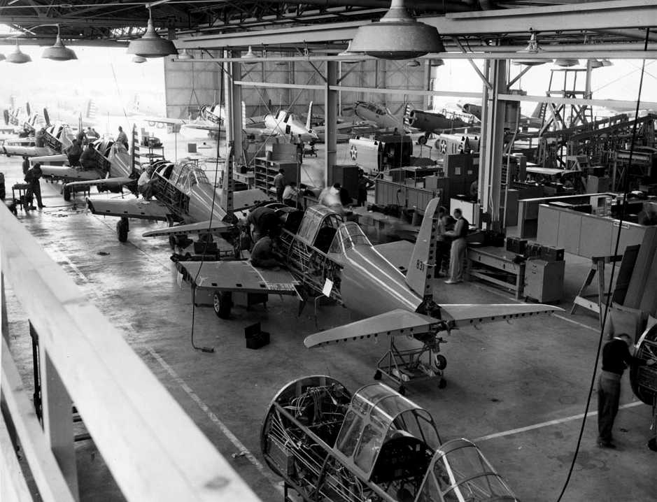 PT-22 aircraft under construction at the Vultee plant in Downey